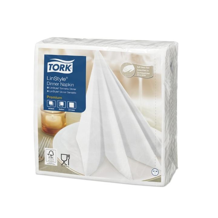 Serwetki  - TORK LINSTYLE SERW. OBIAD. BIAŁA(600/12) #478711